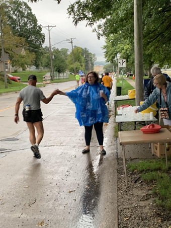 church members helping at marathon event