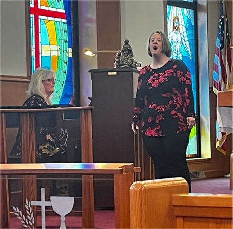 Singer singing hymn