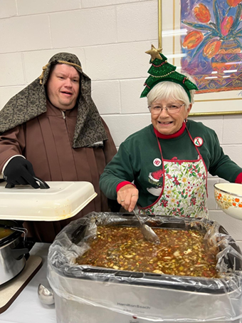 church members serving food