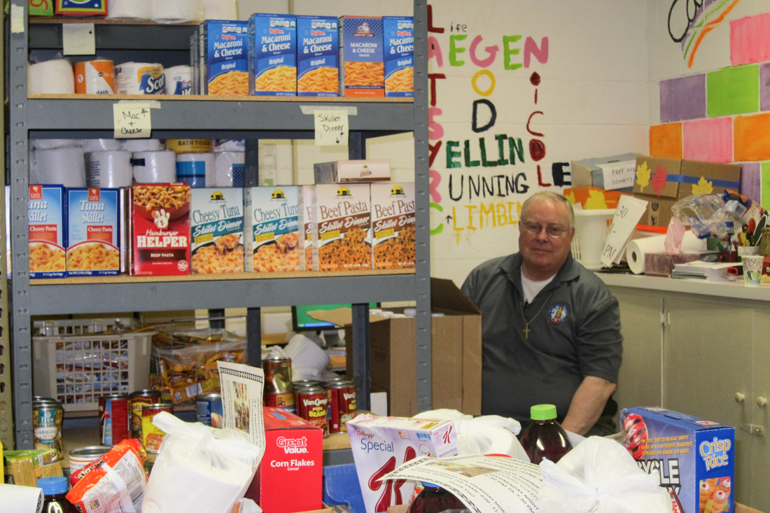 church member working at food pantry